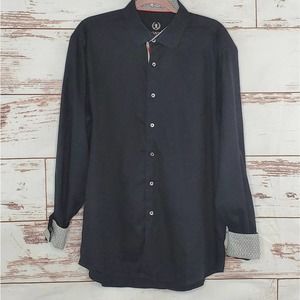 Bugatchi‎ Uomo Black Textured Button Up Shirt XL